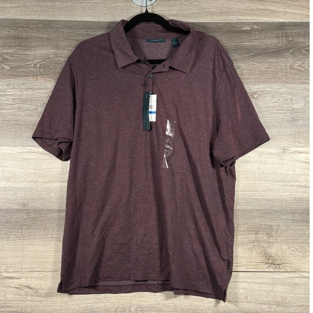 Perry Ellis Men's XL Polo Shirt Burgundy Micro Dot Short Sleeve Casual NWT